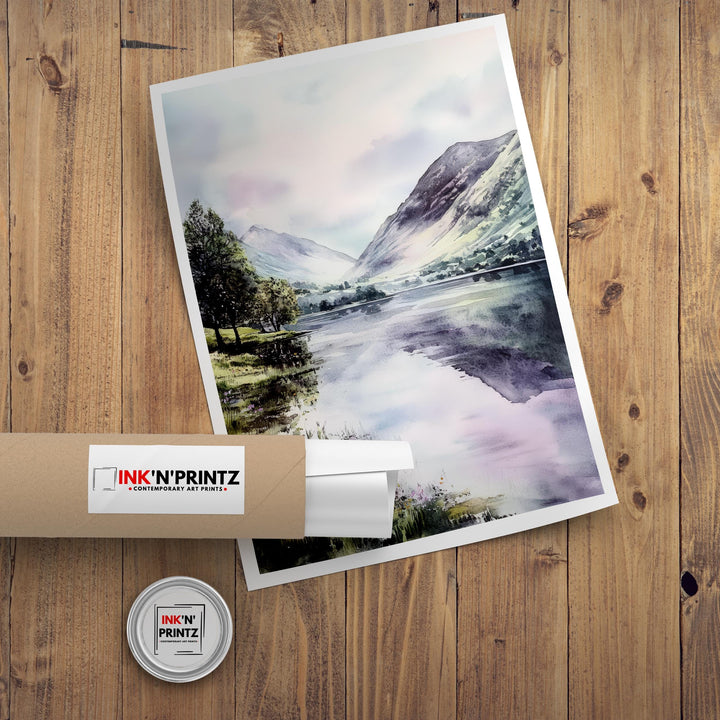 Buttermere Watercolor Travel Poster