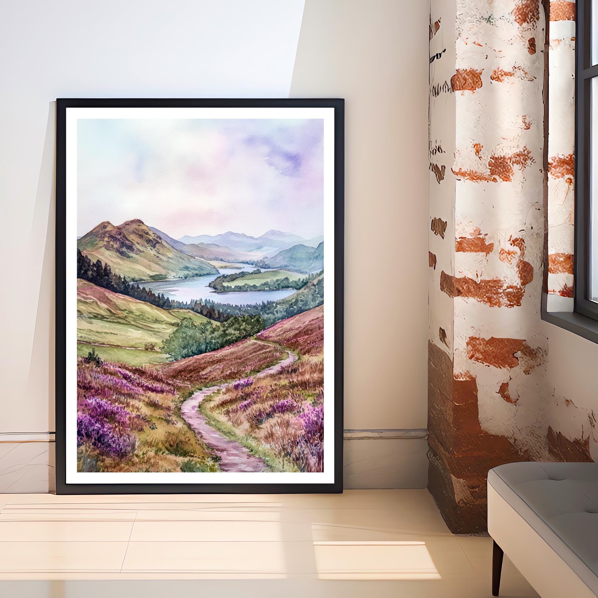 Cat Bells Cumbria Watercolor Travel Print Wall Decor Wall Art Cat Bells Landscape Wall Hanging Home Décor Lake District Gift Art Lovers