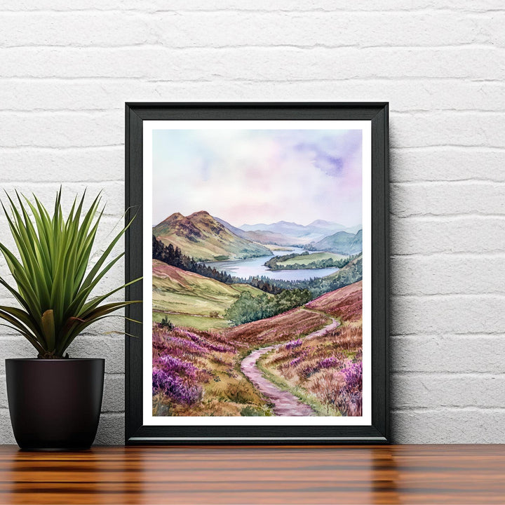 Cat Bells Cumbria Watercolor Travel Poster