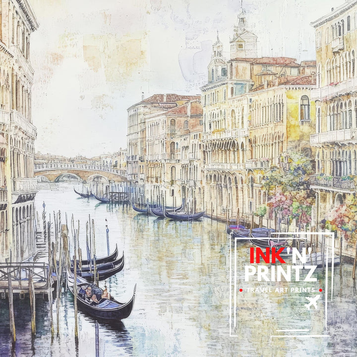 Venice Italy Watercolor Travel Print Wall Decor Wall Art Venice Landscape Wall Hanging Home Décor Italian City Gift Art Lovers Scenic Print