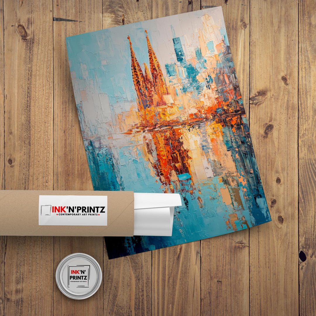 Abstract Barcelona Travel Poster