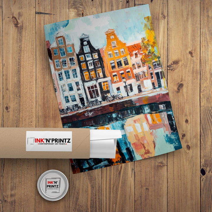 Abstract Amsterdam Travel Poster Wall Decor Wall Art Abstract Amsterdam Landscape Wall Hanging Home Décor Dutch City Gift Art Lovers Modern