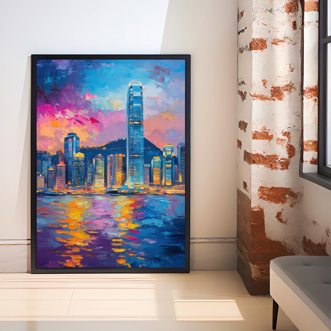 Abstract Hong Kong Travel Poster Wall Decor Wall Art Abstract Hong Kong Skyline Wall Hanging Home Décor City Gift Art Lovers Modern Print