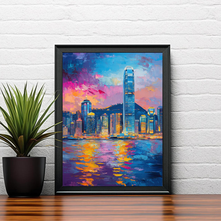 Abstract Hong Kong Travel Poster Wall Decor Wall Art Abstract Hong Kong Skyline Wall Hanging Home Décor City Gift Art Lovers Modern Print