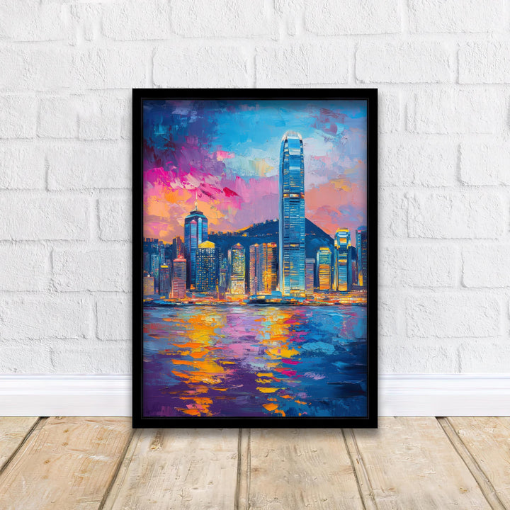 Abstract Hong Kong Travel Poster Wall Decor Wall Art Abstract Hong Kong Skyline Wall Hanging Home Décor City Gift Art Lovers Modern Print