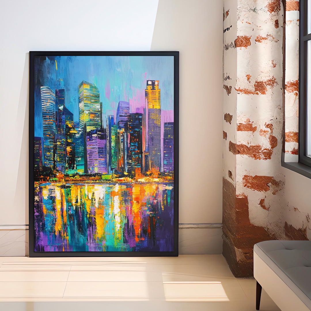 Abstract Singapore Travel Poster Wall Decor Wall Art Abstract Singapore Skyline Wall Hanging Home Décor City Gift Art Lovers Modern Print