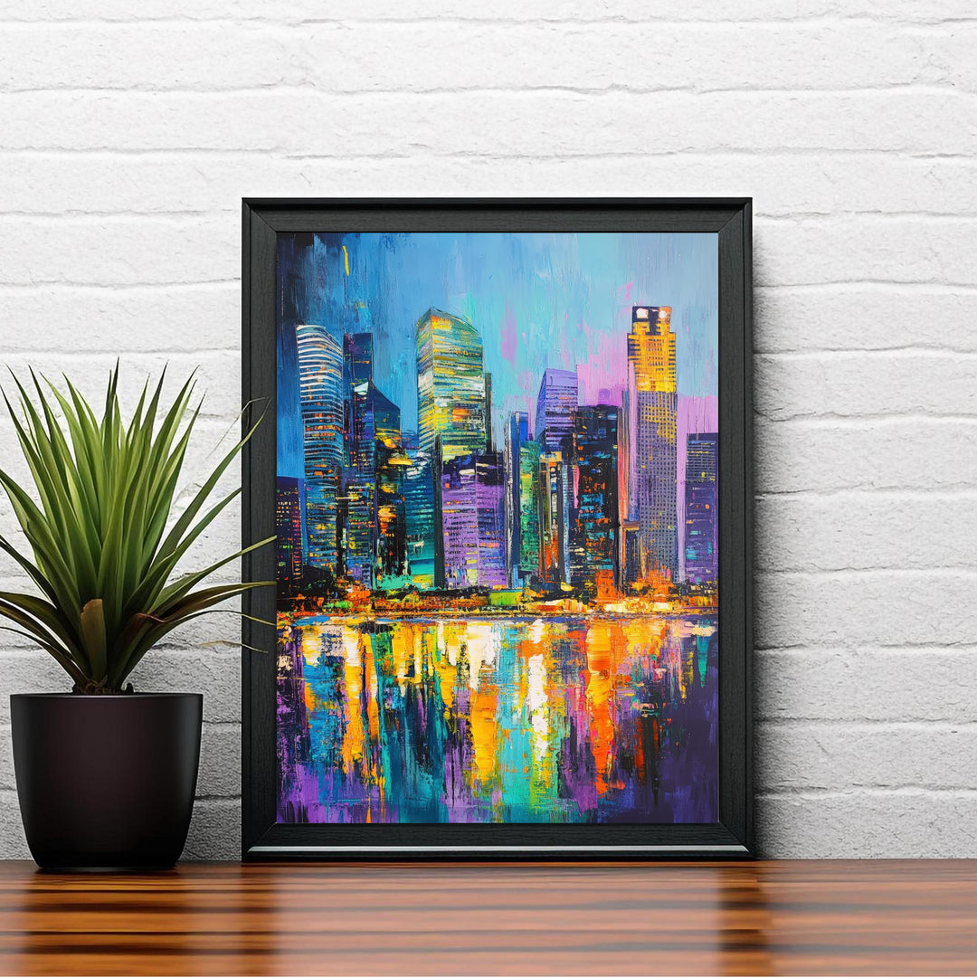 Abstract Singapore Travel Poster Wall Decor Wall Art Abstract Singapore Skyline Wall Hanging Home Décor City Gift Art Lovers Modern Print