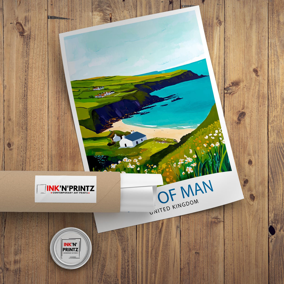 Isle of Man Travel Poster Wall Decor Wall Art Isle of Man Landscape Wall Hanging Home Décor UK Island Gift Art Lovers Scenic Print