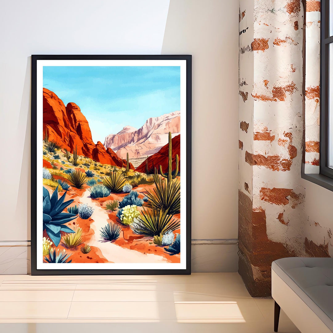 Red Rock National Park Travel Poster Wall Decor Wall Art Red Rock Landscape Wall Hanging Home Décor Nevada Gift Art Lovers Scenic Print