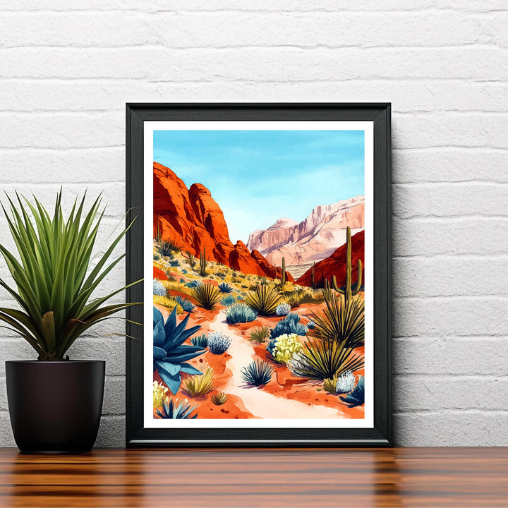 Red Rock National Park Travel Poster Wall Decor Wall Art Red Rock Landscape Wall Hanging Home Décor Nevada Gift Art Lovers Scenic Print