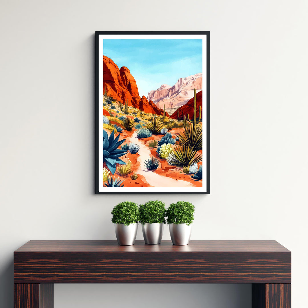 Red Rock National Park Travel Poster Wall Decor Wall Art Red Rock Landscape Wall Hanging Home Décor Nevada Gift Art Lovers Scenic Print