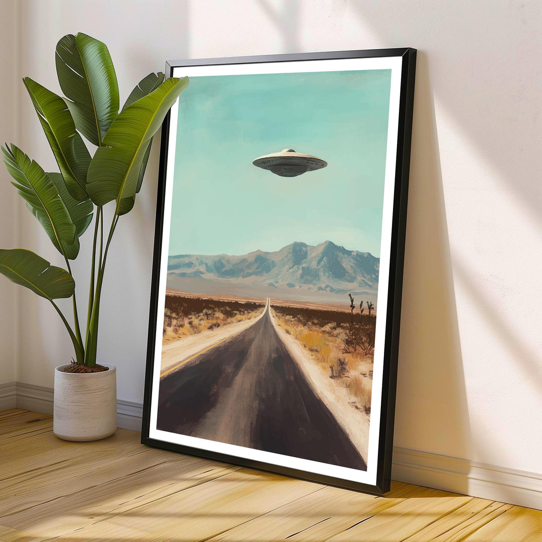 Area 51 Travel Poster Wall Decor Wall Art Nevada Landscape Wall Hanging Home Décor UFO Gift Art Lovers Sci-Fi Scenic Print