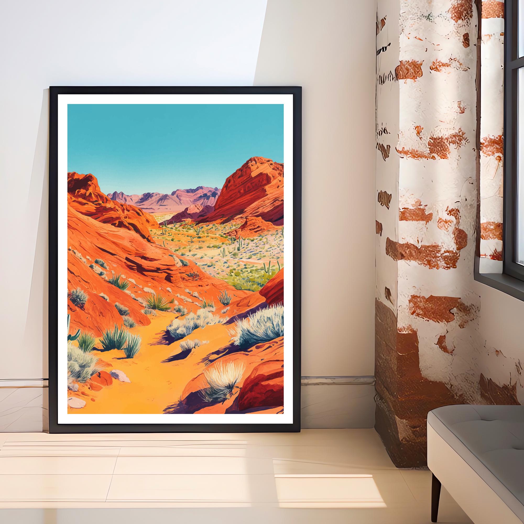 Valley of Fire State Park Travel Poster Wall Decor Wall Art Valley of Fire Landscape Wall Hanging Home Décor Nevada Gift Art Lovers Scenic