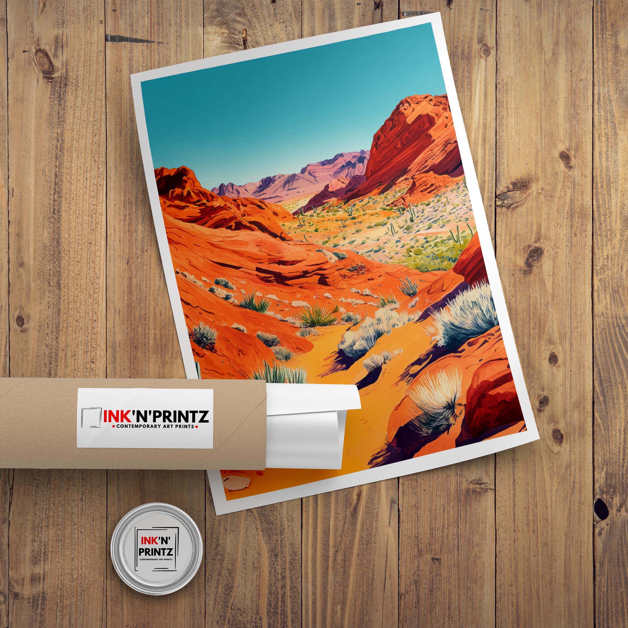 Valley of Fire State Park Travel Poster Wall Decor Wall Art Valley of Fire Landscape Wall Hanging Home Décor Nevada Gift Art Lovers Scenic