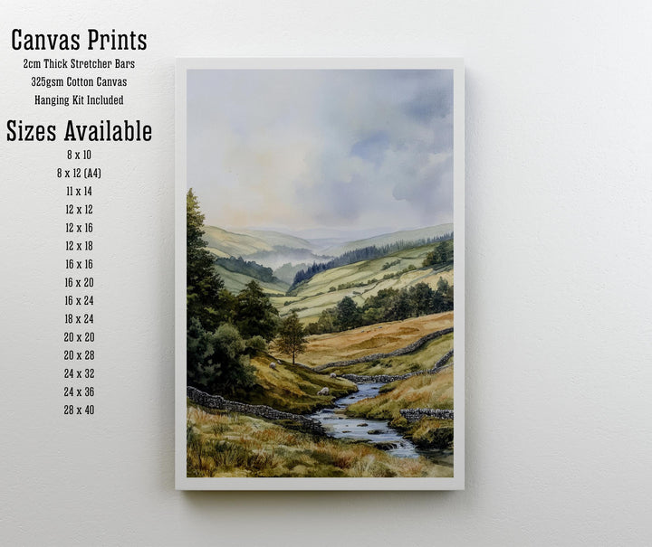 Yorkshire Dales Watercolor Travel Print Wall Decor Wall Art Yorkshire Landscape Wall Hanging Home Décor English Countryside Gift Art Lovers