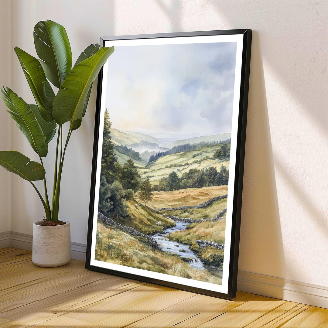 Yorkshire Dales Watercolor Travel Print Wall Decor Wall Art Yorkshire Landscape Wall Hanging Home Décor English Countryside Gift Art Lovers