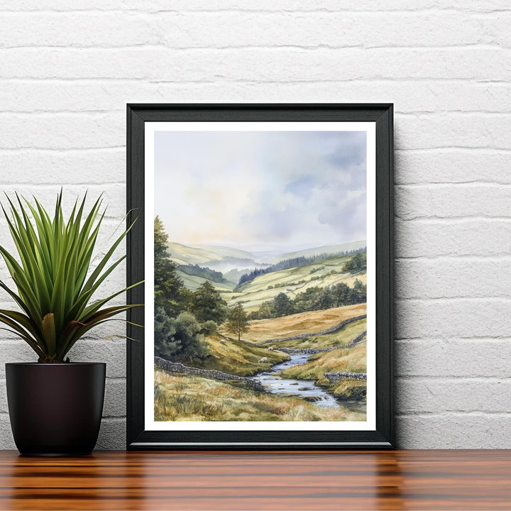 Yorkshire Dales Watercolor Travel Poster