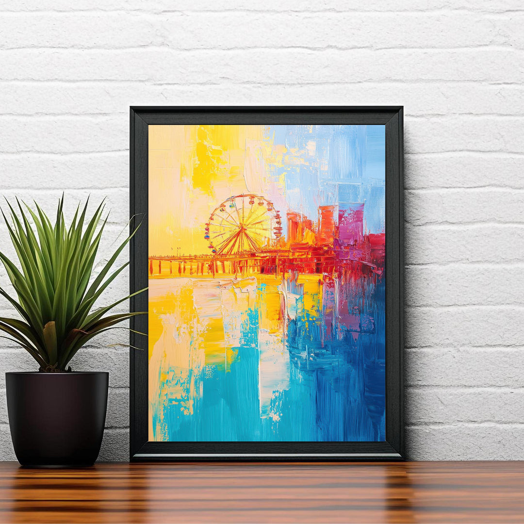 Santa Monica Pier Abstract Art Print Wall Decor Wall Art Santa Monica Pier Landscape Wall Hanging Home Décor California Beach Gift Art