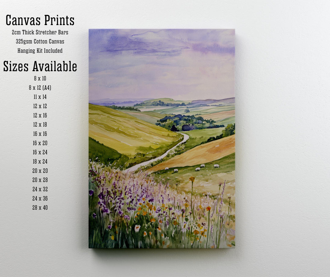 South Downs Watercolor Travel Poster