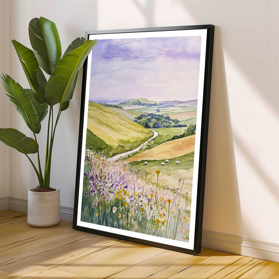 South Downs Watercolor Travel Print Wall Decor Wall Art South Downs Landscape Wall Hanging Home Décor English Countryside Gift Art Lovers