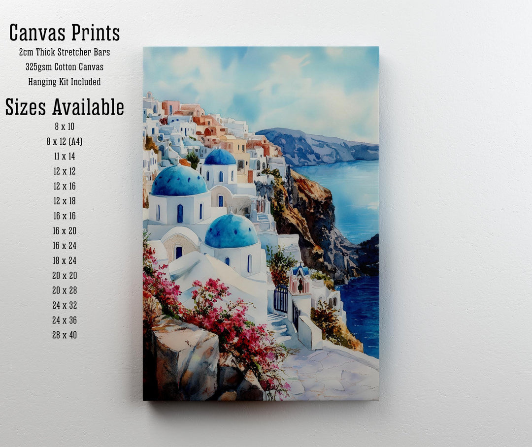 Santorini Watercolor Travel Poster