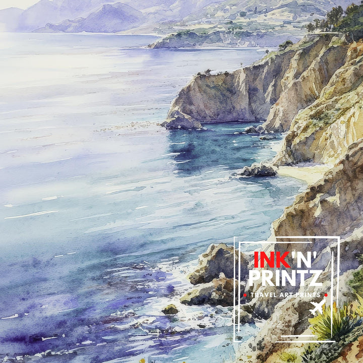 Santa Catalina Island Watercolor Travel Poster