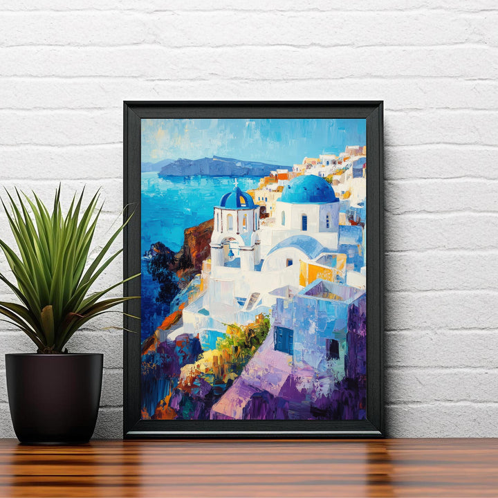 Santorini Abstract Art Poster