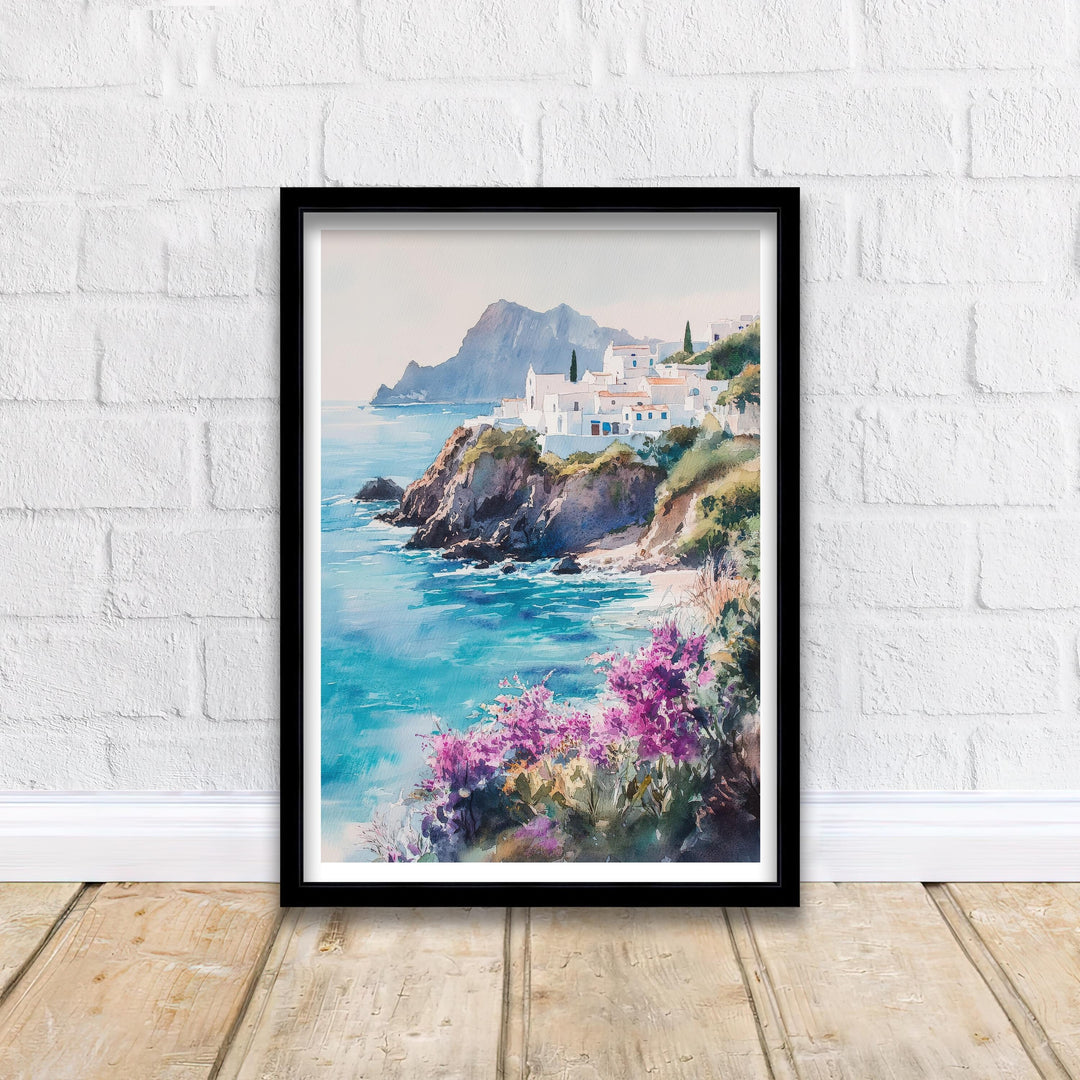 Sicily Watercolor Travel Poster