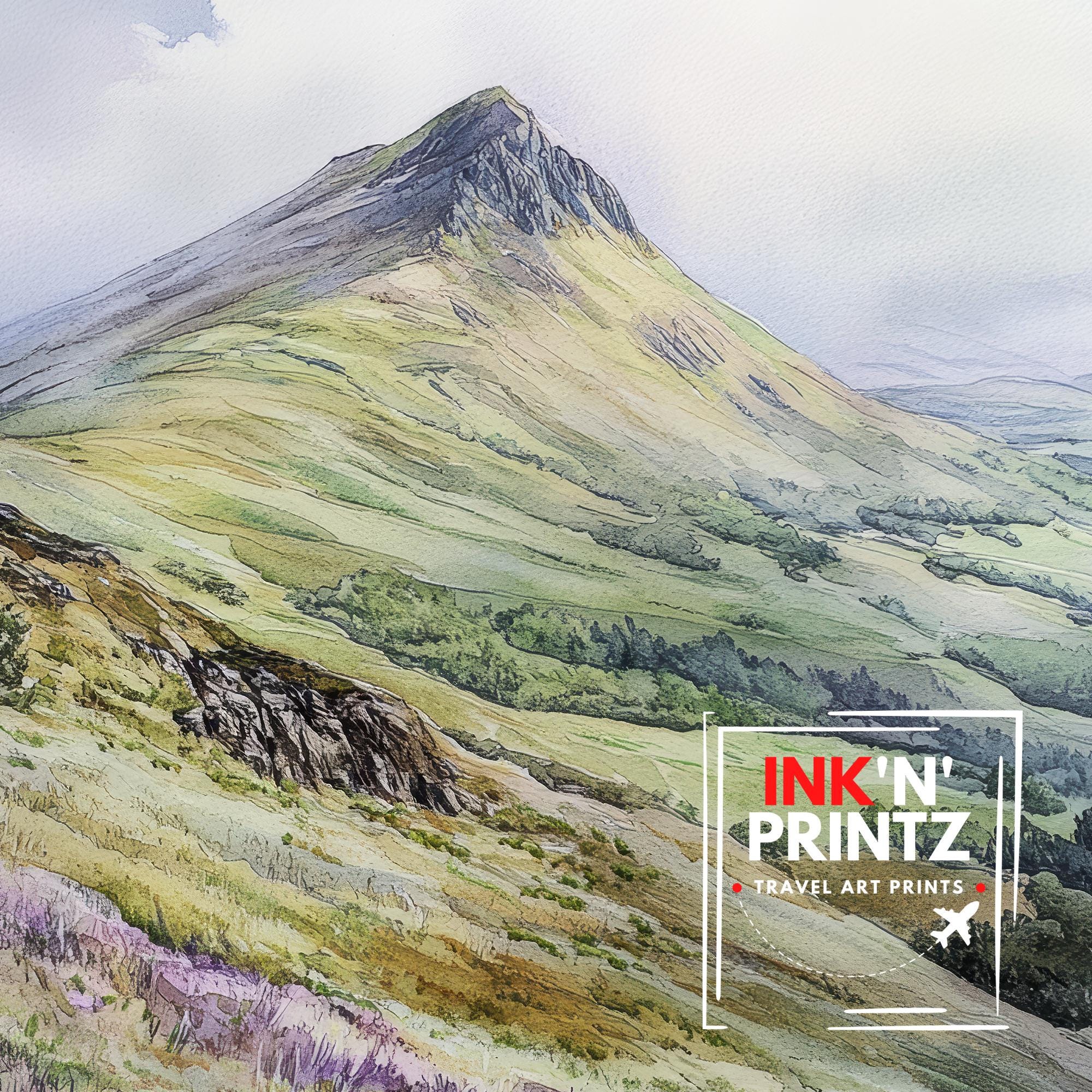 Pen y Fan Watercolor Travel Poster