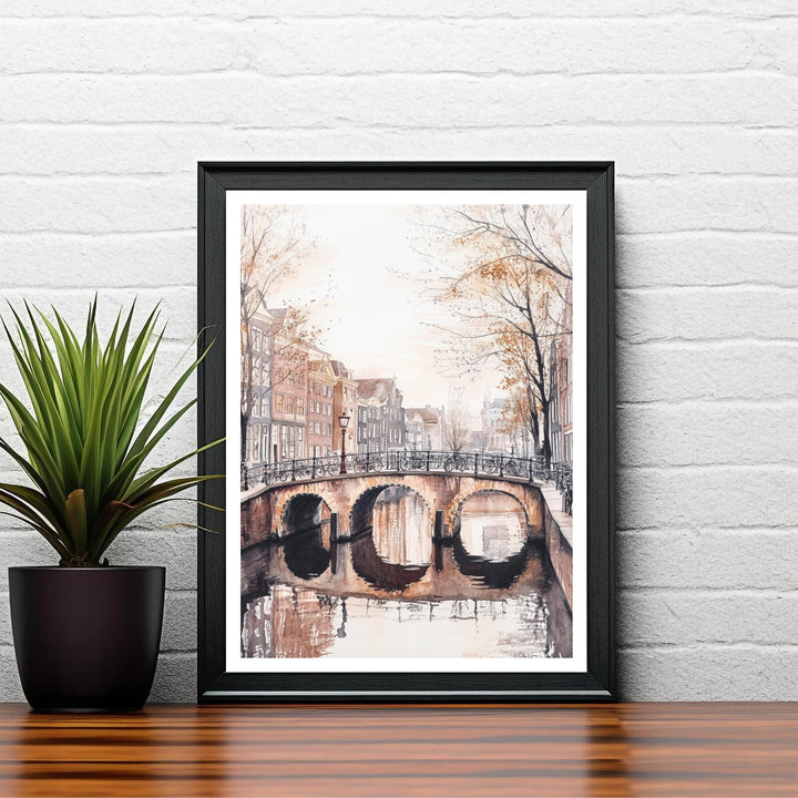 Amsterdam Watercolor Travel Print Wall Decor Wall Art Amsterdam Landscape Wall Hanging Home Decor Dutch City Gift Art Lovers Scenic Print