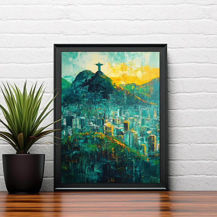 Abstract Rio de Janeiro Travel Poster Wall Decor Wall Art Abstract Rio Landscape Wall Hanging Home Décor Brazilian City Gift Art Lovers