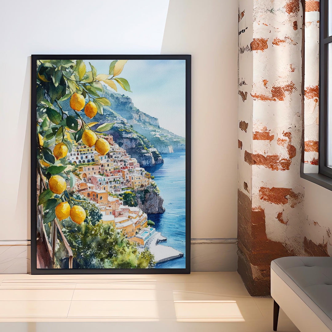 Positano Italy Watercolor Art Print Wall Decor Wall Art Positano Landscape Wall Hanging Home Décor Amalfi Coast Gift Art Lovers Scenic Print