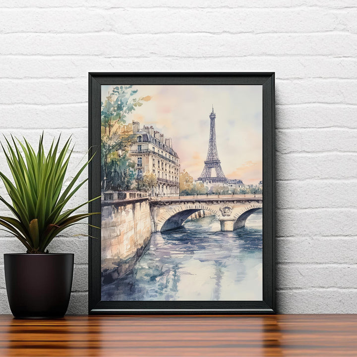 Paris Watercolor Travel Print Wall Decor Wall Art Paris Landscape Wall Hanging Home Décor French City Gift Art Lovers Scenic Print