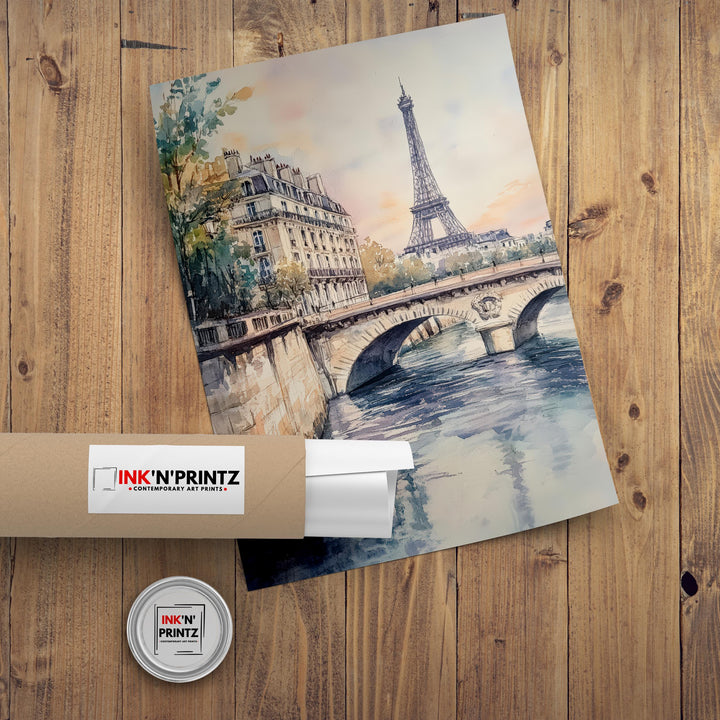 Paris Watercolor Travel Print Wall Decor Wall Art Paris Landscape Wall Hanging Home Décor French City Gift Art Lovers Scenic Print