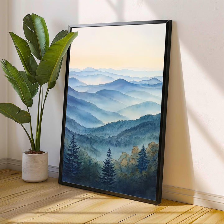 Blue Ridge Mountains Watercolor Travel Print Wall Decor Wall Art Blue Ridge Landscape Wall Hanging Home Décor Mountain Gift Art Lovers