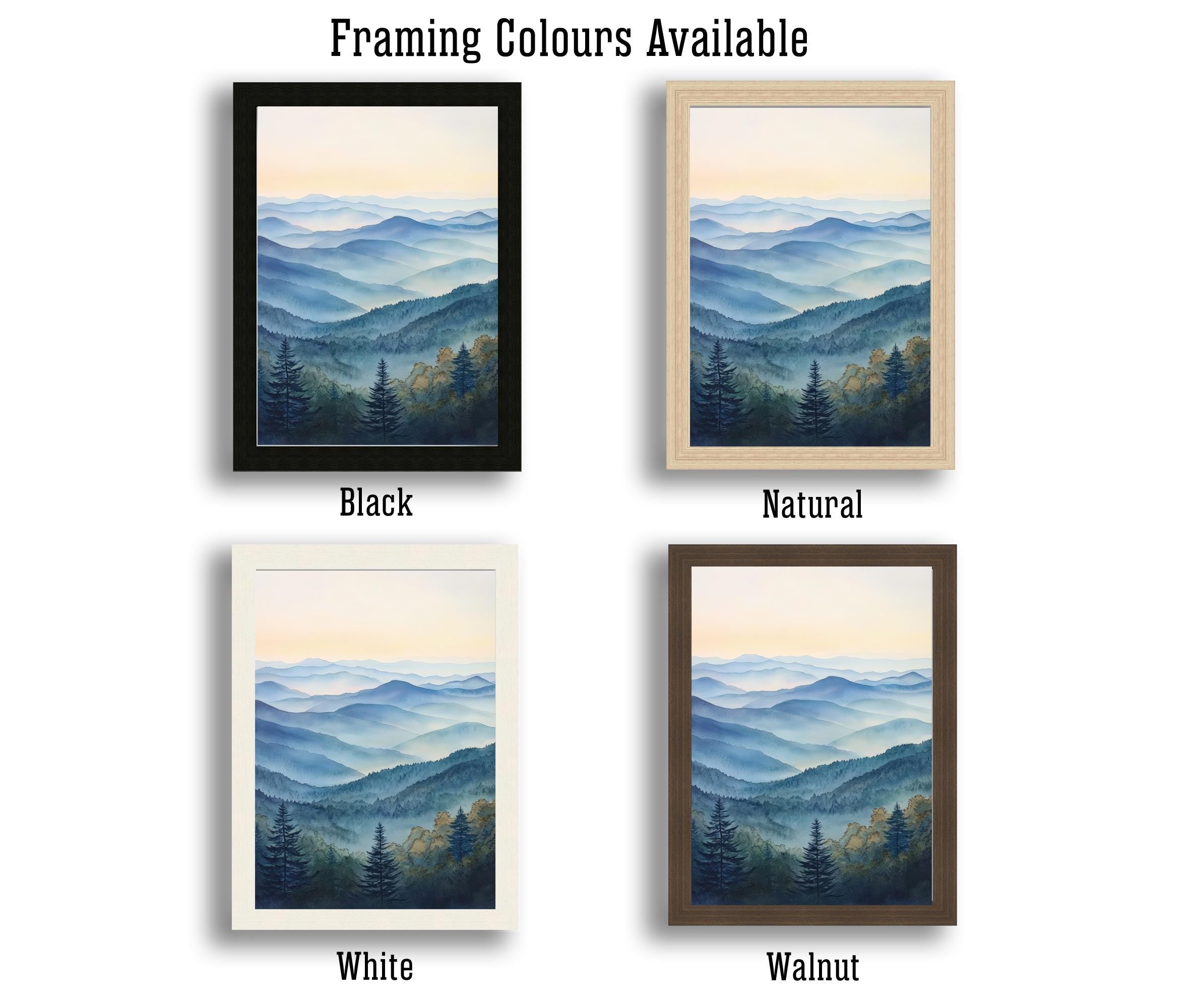 Blue Ridge Mountains Watercolor Travel Print Wall Decor Wall Art Blue Ridge Landscape Wall Hanging Home Décor Mountain Gift Art Lovers