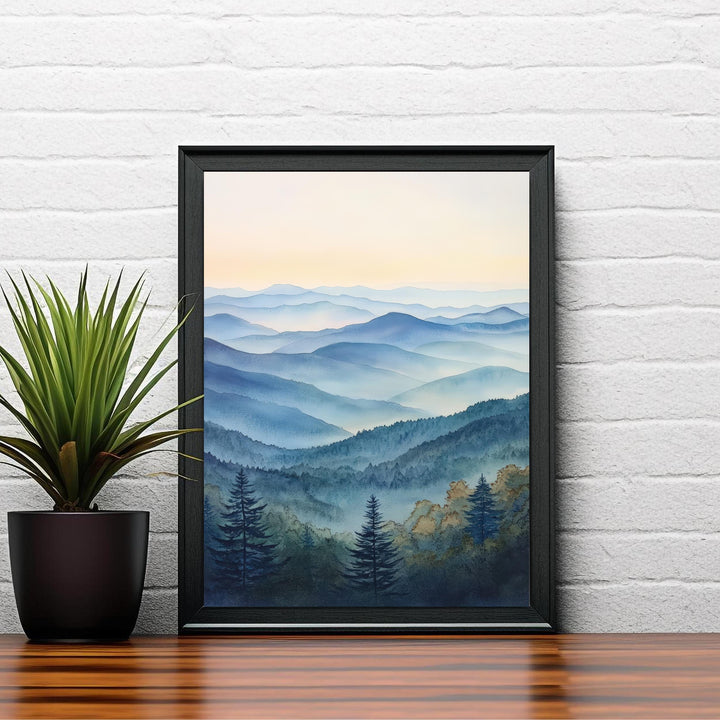 Blue Ridge Mountains Watercolor Travel Print Wall Decor Wall Art Blue Ridge Landscape Wall Hanging Home Décor Mountain Gift Art Lovers