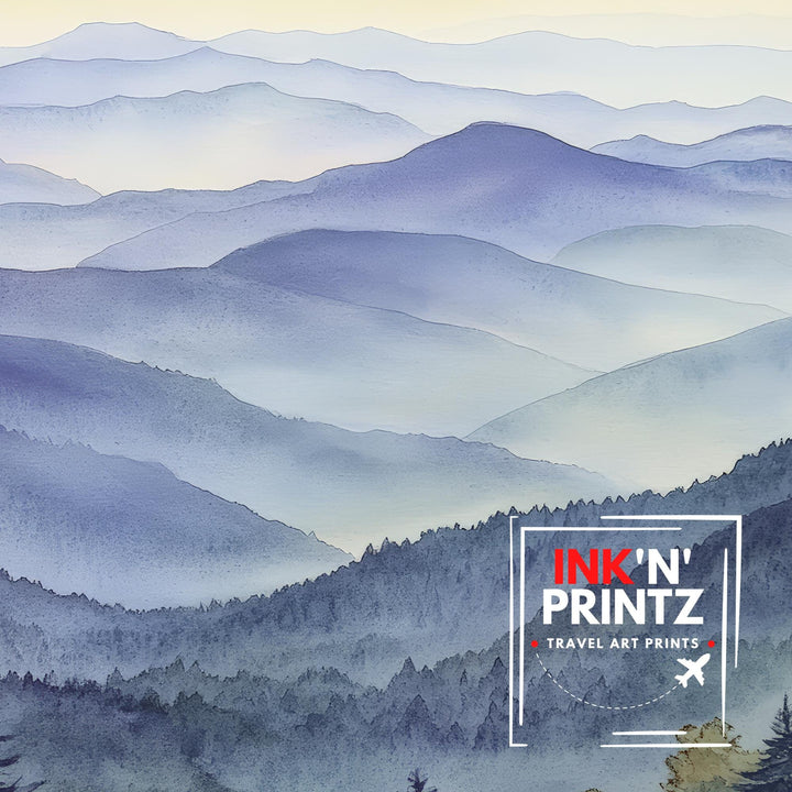 Blue Ridge Mountains Watercolor Travel Print Wall Decor Wall Art Blue Ridge Landscape Wall Hanging Home Décor Mountain Gift Art Lovers