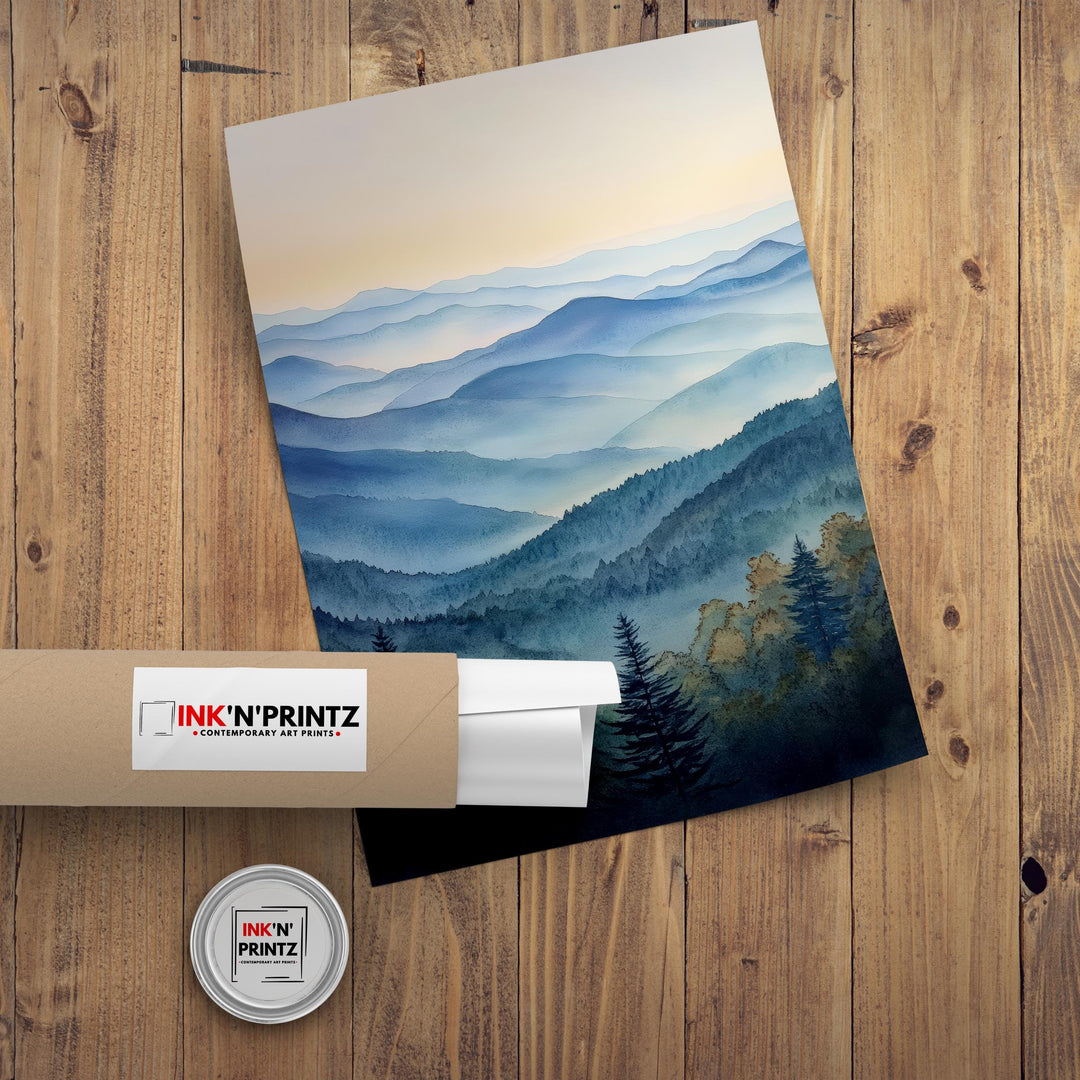 Blue Ridge Mountains Watercolor Travel Poster