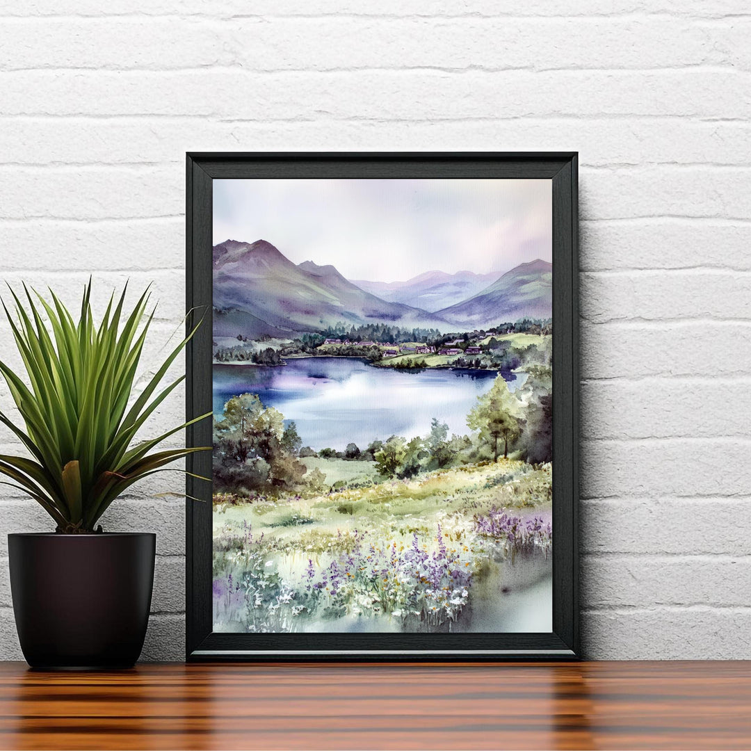 Keswick Lake District Watercolor Travel Poster