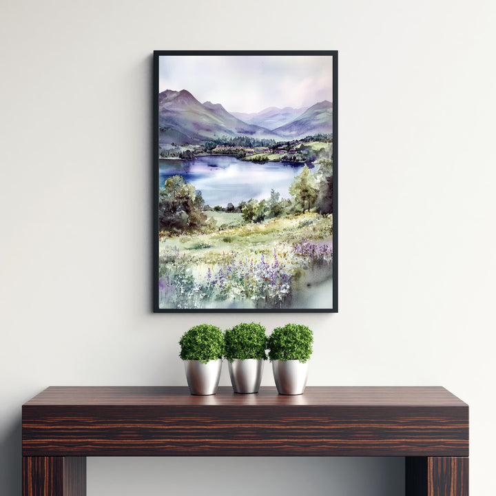 Keswick Lake District Watercolor Travel Poster