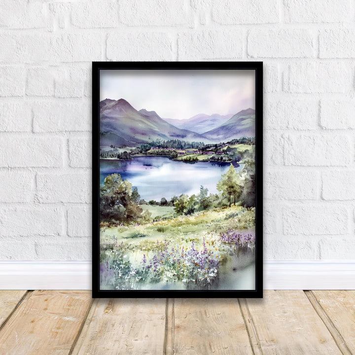 Keswick Lake District Watercolor Travel Poster