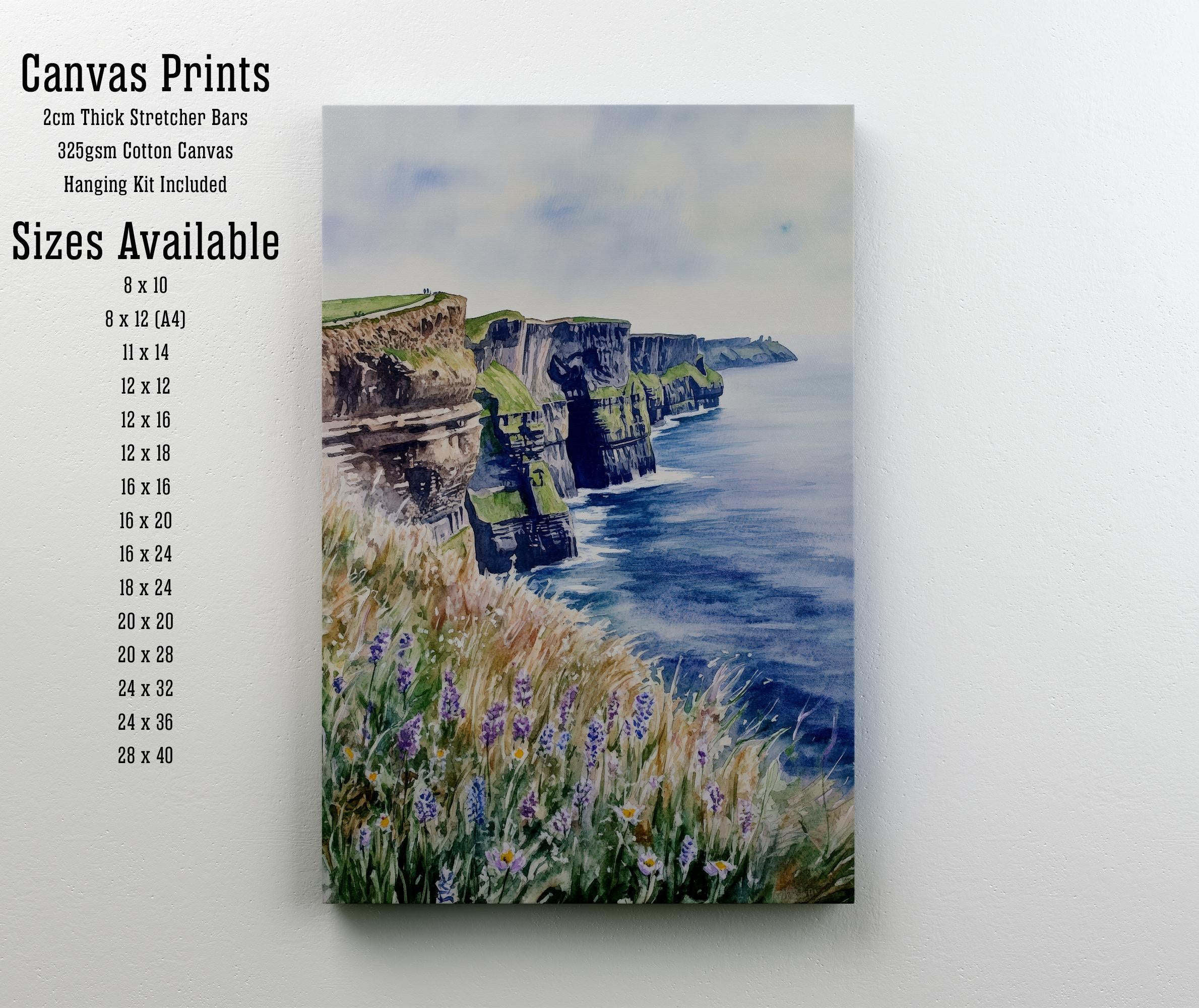 Cliffs of Moher Watercolor Travel Poster