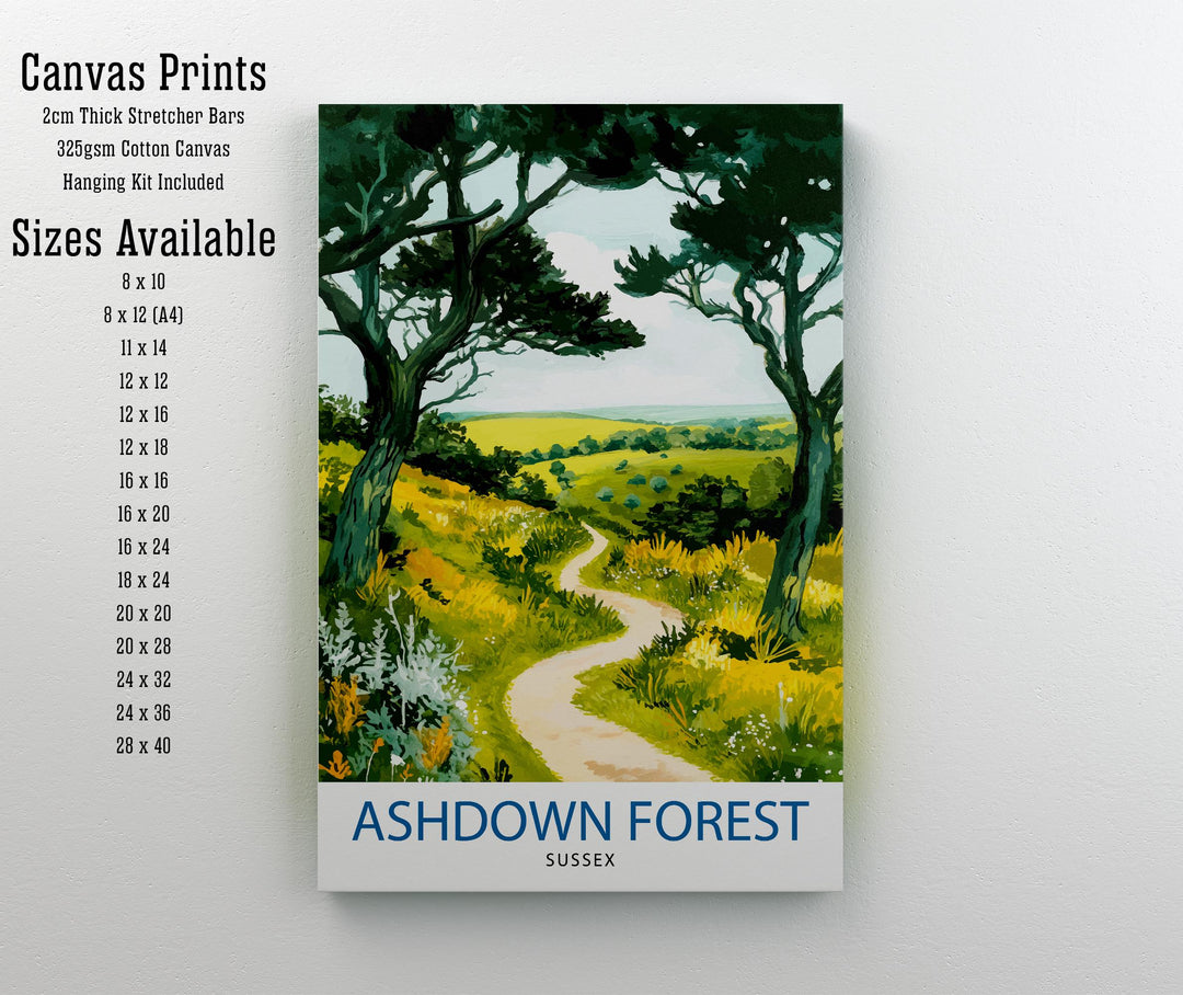 Ashdown Forest Travel Poster Wall Decor Wall Art Ashdown Forest Landscape Wall Hanging Home Décor Sussex Gift Art Lovers Scenic Print