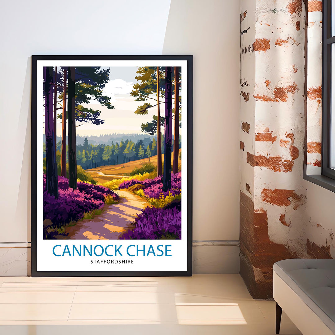 Cannock Chase Travel Poster Wall Decor Wall Art Cannock Chase Landscape Wall Hanging Home Décor Nature Gift Art Lovers Scenic Print