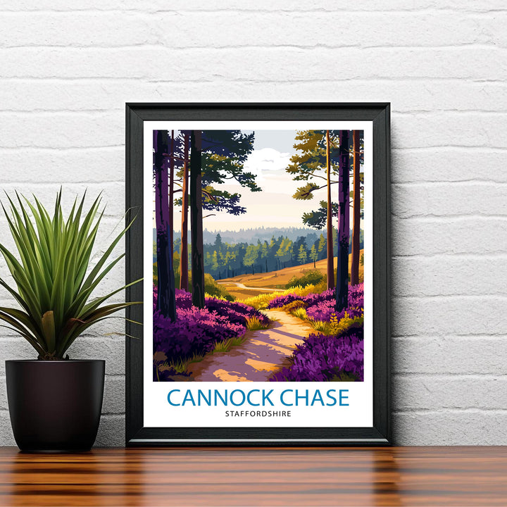 Cannock Chase Travel Poster Wall Decor Wall Art Cannock Chase Landscape Wall Hanging Home Décor Nature Gift Art Lovers Scenic Print