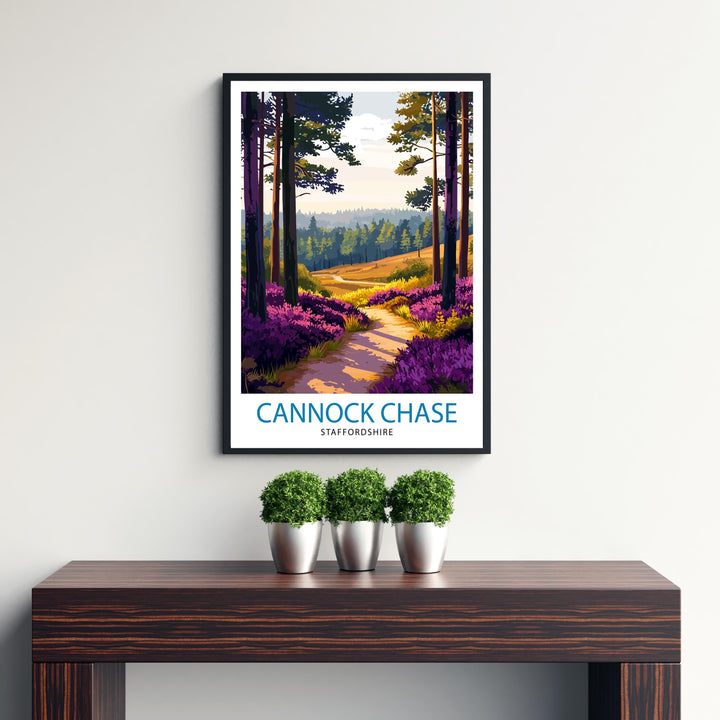 Cannock Chase Travel Poster Wall Decor Wall Art Cannock Chase Landscape Wall Hanging Home Décor Nature Gift Art Lovers Scenic Print