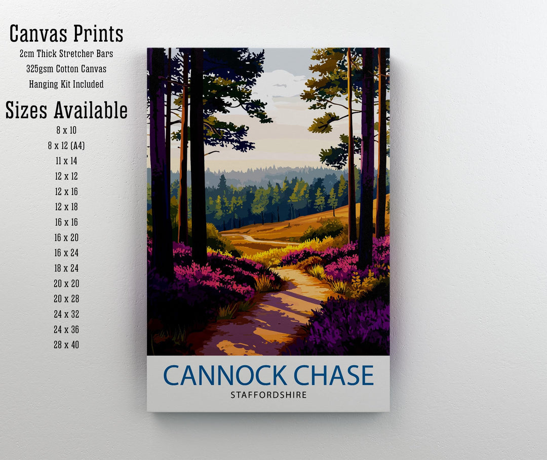 Cannock Chase Travel Poster Wall Decor Wall Art Cannock Chase Landscape Wall Hanging Home Décor Nature Gift Art Lovers Scenic Print