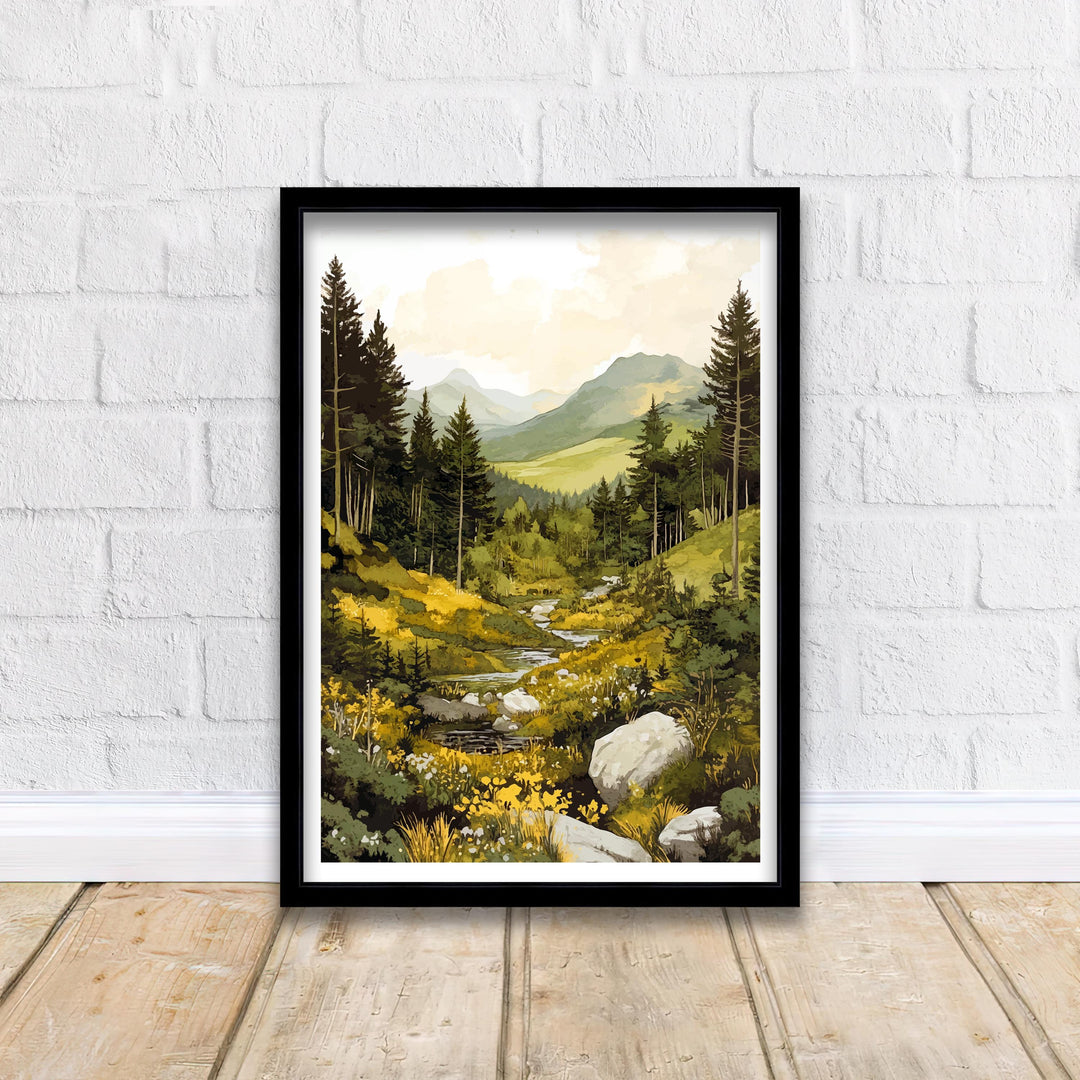 Coed y Brenin Forest Travel Poster Wall Decor Wall Art Coed y Brenin Landscape Wall Hanging Home Décor Welsh Forest Gift Art Lovers