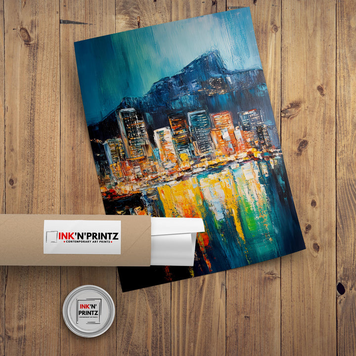 Abstract Cape Town Travel Poster Wall Decor Wall Art Abstract Cape Town Skyline Wall Hanging Home Décor South African City Gift Art Lovers